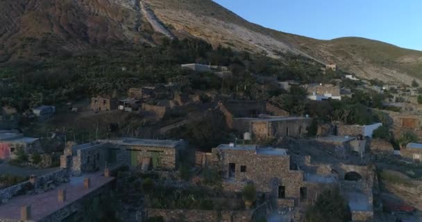 Aerial Shot Buildings Ruins Real Catorce Sunset San Luis Potosi — ストック動画