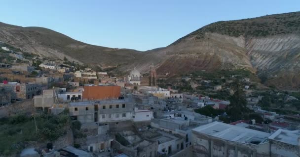 Aerial Drone Shot Ghost Town Real Catorce San Luis Potosi — 비디오