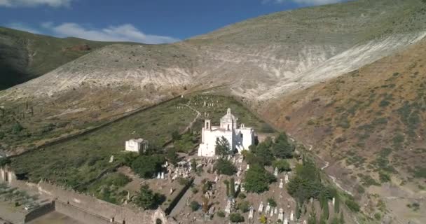 Aerial Shot Cemetery Church Real Catorce San Luis Potosi Mexico — Videoclip de stoc