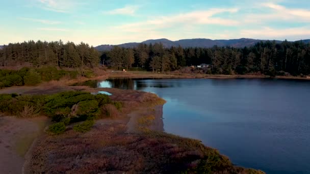 Drohne Ufer Des Floras Lake Southern Oregon Usa — Stockvideo