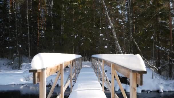 Sneeuwbrug Noord Zweden Langzaam Duwen — Stockvideo