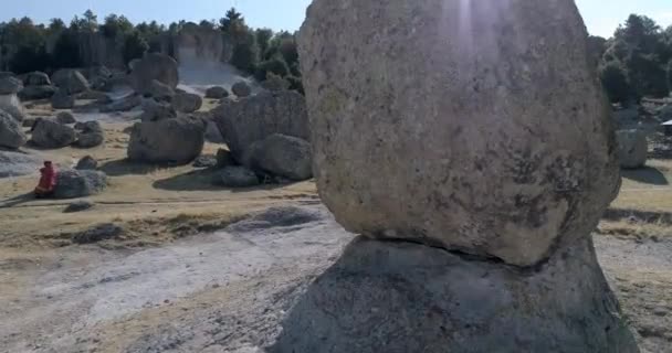 Luchtfoto Van Een Rotsformatie Valle Los Hongos Koper Canyon Region — Stockvideo