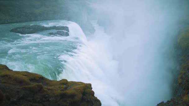 Bela Cachoeira Gullfoss Islândia Parte Círculo Dourado — Vídeo de Stock