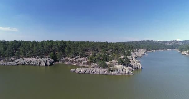 Aerial Jib Shot Arareco Lake Copper Canyon Region Chihuahua — Vídeo de stock