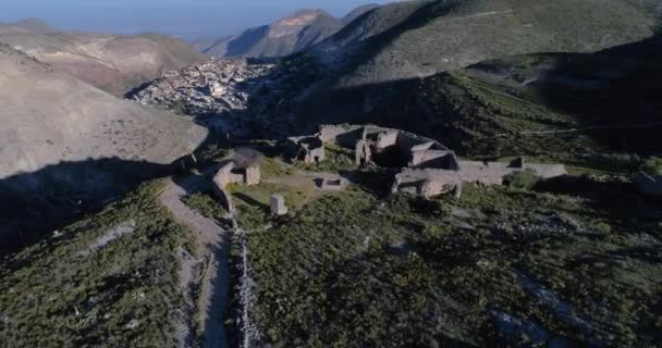 Aerial Shot Ruins Old Customs Building Apache Hill Real Catorce — 图库视频影像