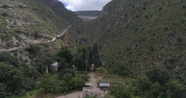Aerial Drone Shot Mina Espaola Masonica Real Catorce San Luis — 비디오