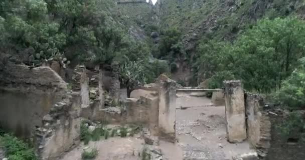 Aerial Shot Some Ruins Mina Espaola Masonica Real Catorce San — Vídeo de stock