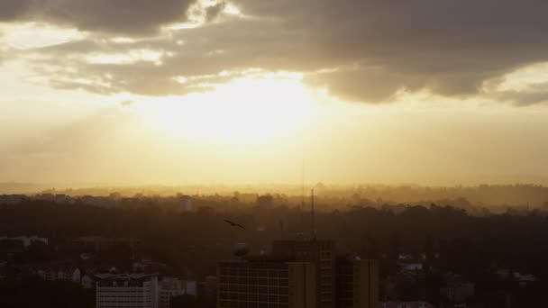 Sonnenuntergang Über Der Skyline Von Nairobi Kenia Zeitlupe — Stockvideo