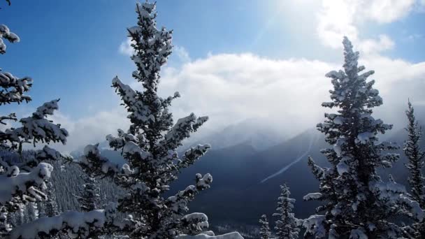 Snowy Mountain Top Moving Clouds — Video