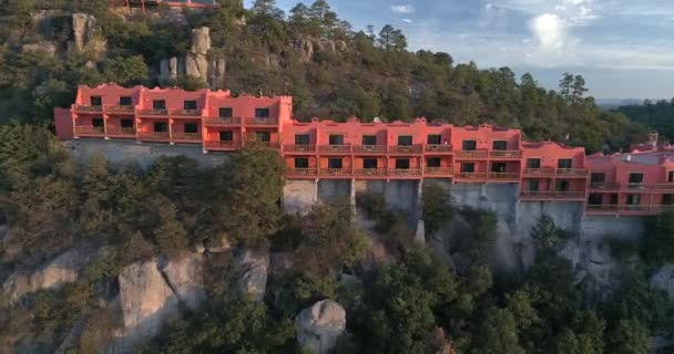 Letecký Snímek Hotelu Urique Canyon Divisadero Copper Canyon Region Chihuahua — Stock video