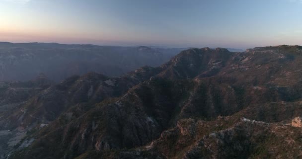 Foto Aérea Del Cañón Urique Amanecer Divisadero Región Del Cañón — Vídeo de stock