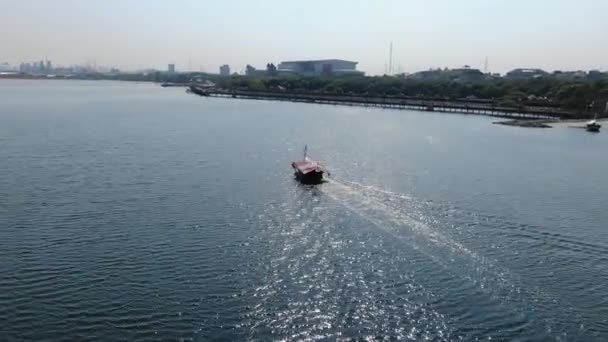 Drone Fisher Boats Ancol Jakarta — Stock Video