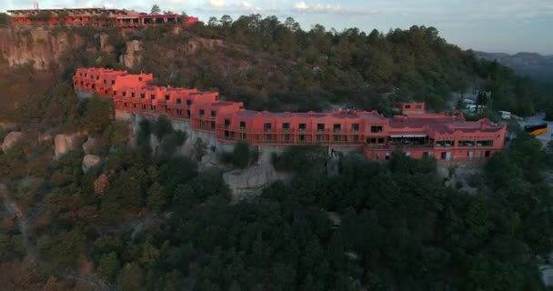 Aerial Shot Hotel Urique Canyon Sunrise Divisadero Copper Canyon Region — Stock Video