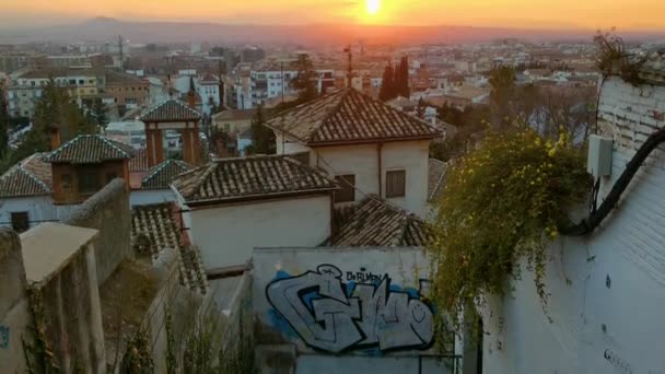 Vista Azotea Desde Zona Residencial Cerca Alhambra Granada — Vídeo de stock
