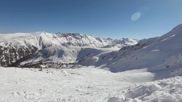 Horizon Mountains Covered Snow Ski Tracks Bansko Bulgaria — Stock Video