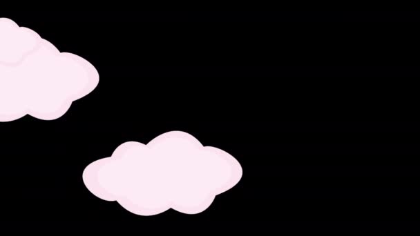 Animación Dibujos Animados Estilo Plano Nubes Rosadas Diferentes Tamaños Que — Vídeos de Stock