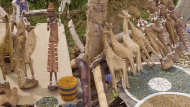 Massai Handmade Craft Souvenirs Serengeti National Park Tanzania — Stock Video
