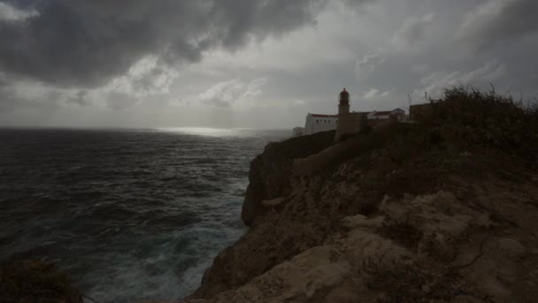 Avrupa Nın Güney Batısındaki Cabo Vicente Sagres Algarve Portekiz Büyük — Stok video