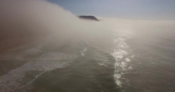 Niebla Marina Playa Cordoama Castelejo Algarve Portugal Disparo Aéreo — Vídeos de Stock