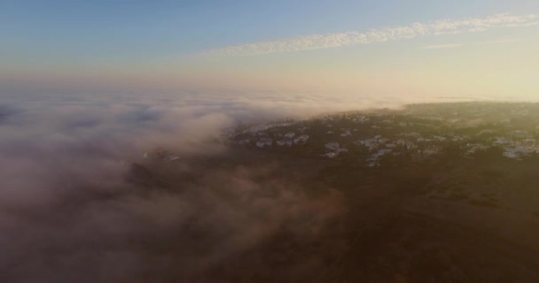 Nebbia Proveniente Dall Oceano Atlantico Durante Tramonto Luz Algarve Portogallo — Video Stock