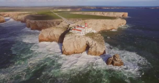 Grandes Vagues Extrémité Sud Ouest Europe Cabo Vicente Sagres Algarve — Video