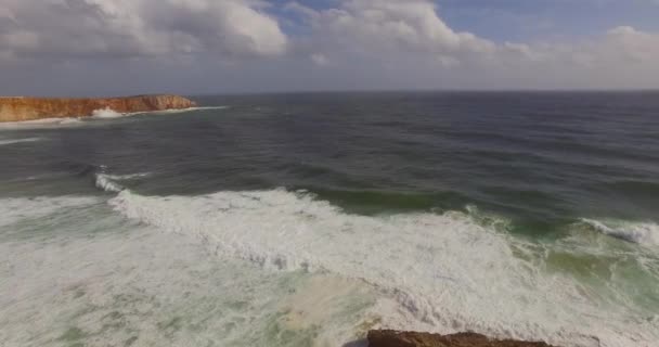 Grandes Ondas Ponto Mais Sudoeste Europa Cabo Vicente Sagres Algarve — Vídeo de Stock