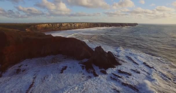 Avrupa Nın Güney Batısındaki Cabo Vicente Sagres Algarve Portekiz Büyük — Stok video