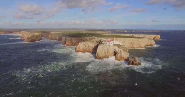 Великі Хвилі Найбільш Південно Західній Частині Європи Cabo Vicente Sagres — стокове відео