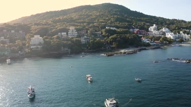 Beautiful Drone Cinematic Aerial View Distancing Ocean Brazilian Paradise Beach — Stok video