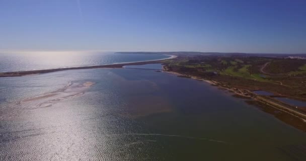 Lagoon Albufeira Alvor Portugal Aerial Shot — Stock Video