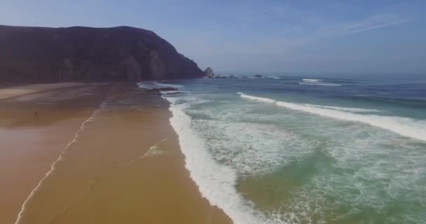 Miejsce Surfowania Algarve Portugalia Strzał Powietrza — Wideo stockowe