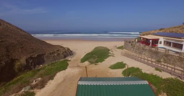 Plaża Surfingowa Castelejo Portugalia Strzał Powietrza — Wideo stockowe