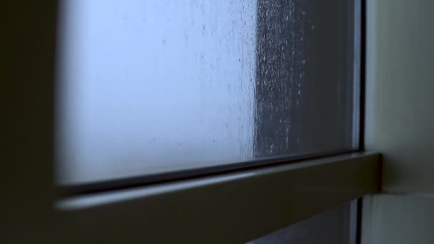 Ταχύτερα Σταγόνες Βροχής Χτυπήσει Παράθυρο — Αρχείο Βίντεο