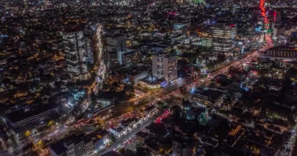 Aerial Hyperlapse Traffic Mexico City Night — Stock Video