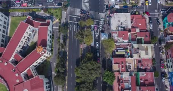 12月12日のメキシコ市での祝典で カルザダ ミステリオ教会からグアダルーペ大聖堂まで歩く人々の空中ハイパーパス — ストック動画