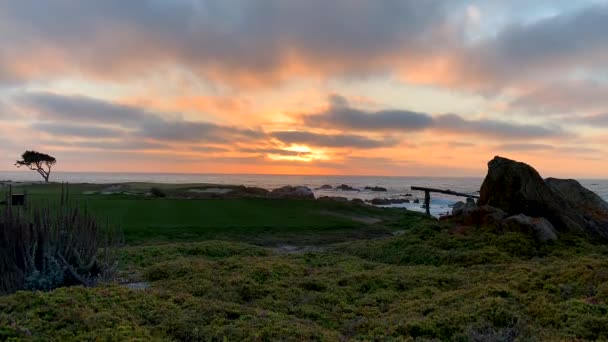 Time Lapse Video Magnificent Sunset Pebble Beach California — Stock Video