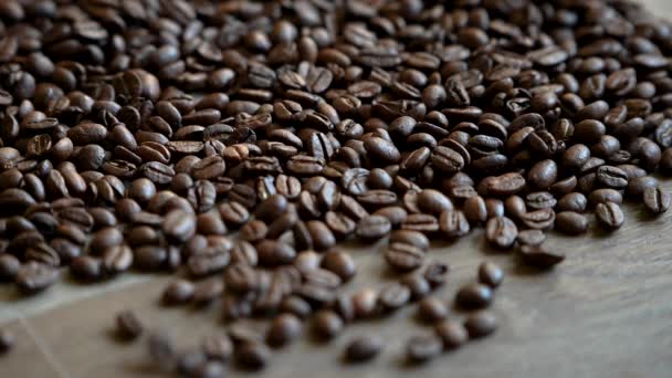 Roasting Coffee Beans Falling Ground — Vídeo de Stock