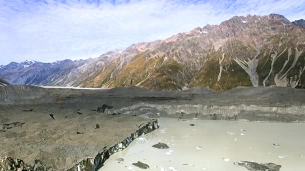 Vue Panoramique Glacier Tasman Lac Tasman Dans Sud Île Nouvelle — Video