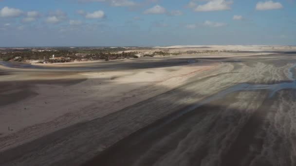 Small Town Dunes Tatajuba Brazil Aerial Shot — Stockvideo