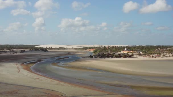 Small Town Dunes Tatajuba Brazil Aerial Shot — Vídeo de Stock