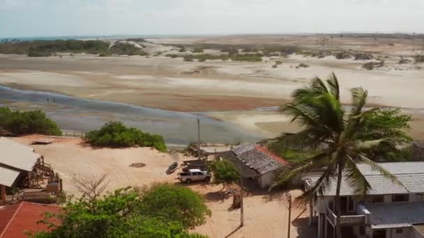Small Town Dunes Tatajuba Brazil Aerial Shot — Stockvideo