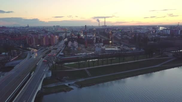 Paesaggio Aereo Una Breslavia Con Cantiere Periferia — Video Stock