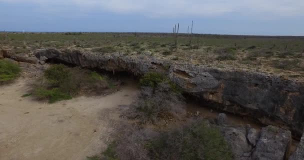 Aerial Shot Caves Which Arawak Indians Used Bonaire — 비디오