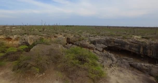 Aerial Shot Caves Which Arawak Indians Used Bonaire — Vídeo de Stock