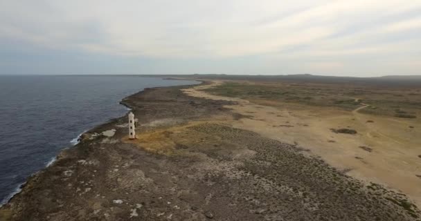 Fyren Den Öde Östra Delen Den Karibiska Bonaire — Stockvideo