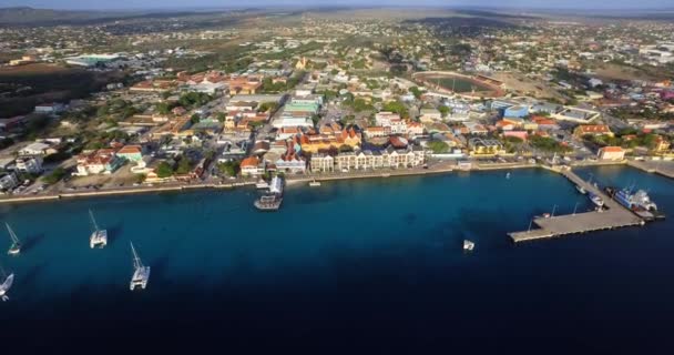 City Kralendijk Sunset Located Caribbean Island Bonaire — ストック動画