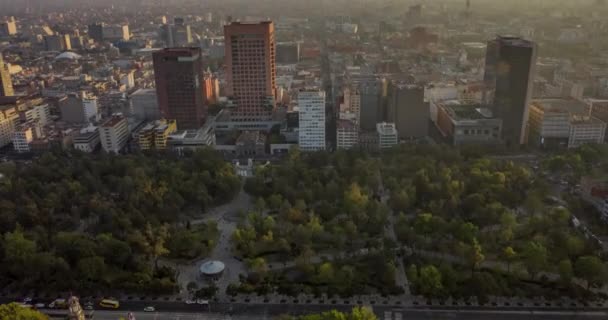Aerial Hyperlpase Alameda Central Park Palacio Bellas Artes Torre Latinoamericana — Video Stock