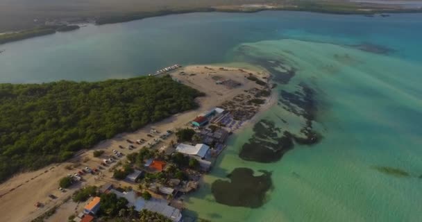 Laguna Los Manglares Lac Bay Bonaire Antillas Holandesas Disparo Aéreo — Vídeo de stock