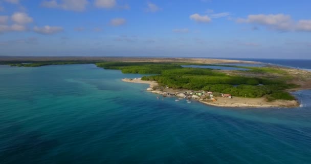 荷属安的列斯群岛博内尔湖湾的泻湖和红树林 空中射击 — 图库视频影像