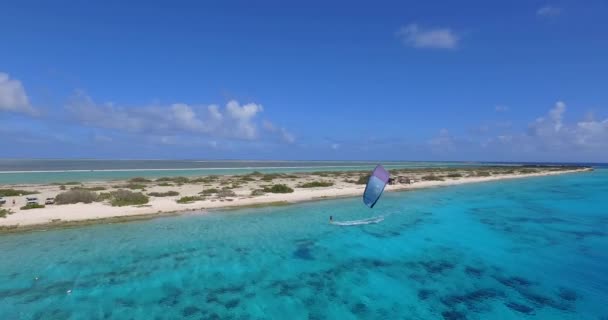 Kitesurfer Vid Kitebeach Atlantis Bonaire — Stockvideo